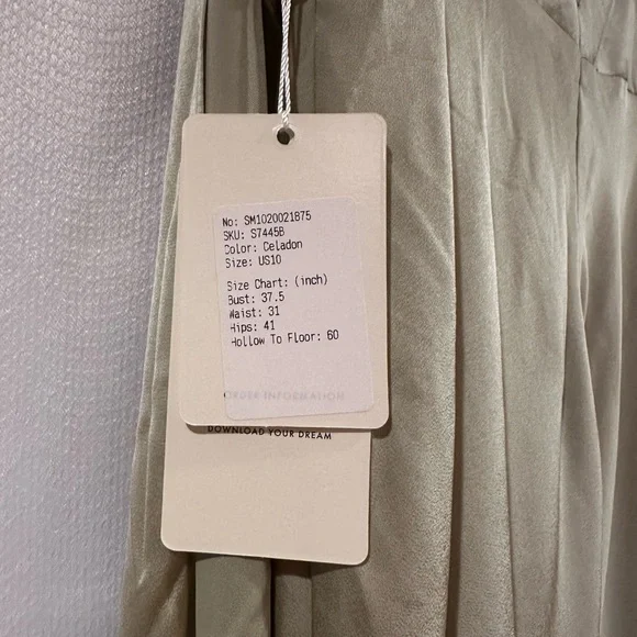 Satin Sage Green Bridesmaid Dress - Picture 6 of 7